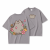 Szara koszulka Pusheen w Kwiatach - nadruk na plecach i mały kotek z przodu